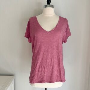 Liverpool Slim Fit V-Neck Cotton Modal Blend Slub Knit Tee In Wild Rose, XL